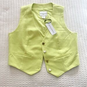 Christian Lacroix Lime Vest with Gold Buttons size Medium NWT